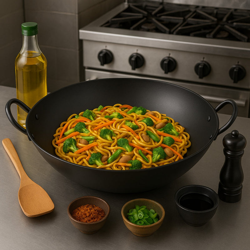WOK DE HIERRO CON DOBLE ASA 28 3/4"