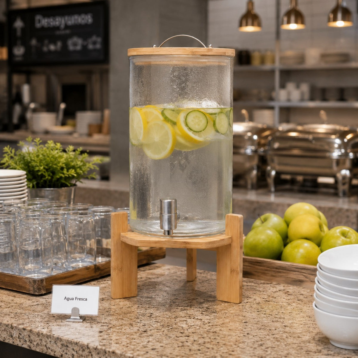 DISPENSADOR BOROSILICATO 8 LT C/TAPA Y LLAVE