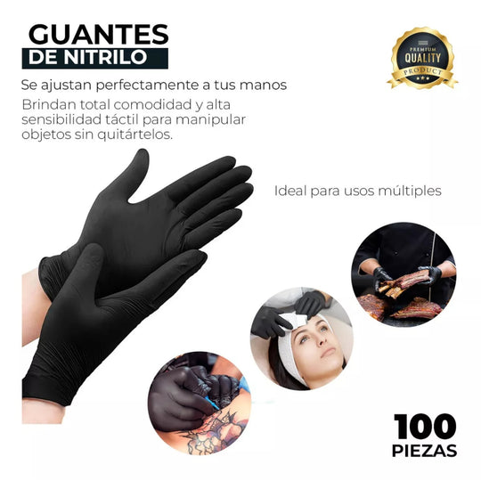 GUANTE NITRILO NEGRO C/100 PZ