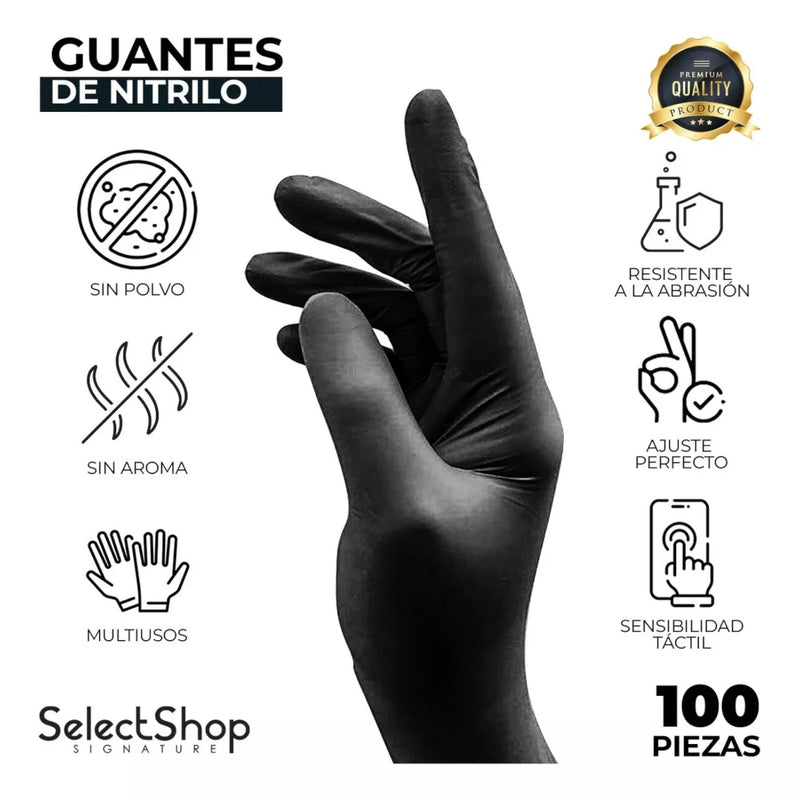 GUANTE NITRILO NEGRO C/100 PZ