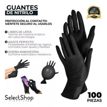 Cargar imagen en el visor de la galería, GUANTE NITRILO NEGRO C/100 PZ
