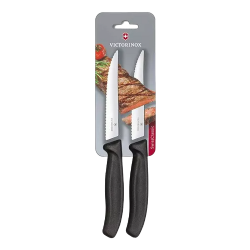 SET 2 PZ CUCHILLO CARNE 12 CM NEGRO