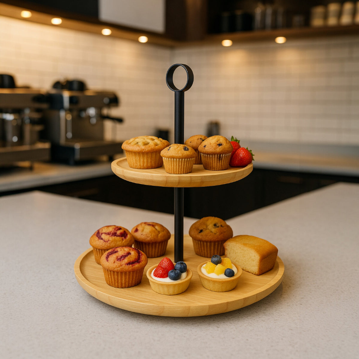 FUENTE DE POSTRES BAMBU 2 NIVELES