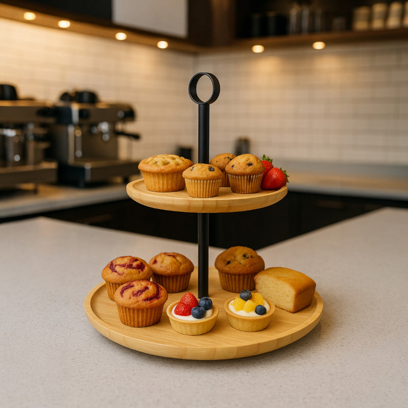 FUENTE DE POSTRES BAMBU 2 NIVELES