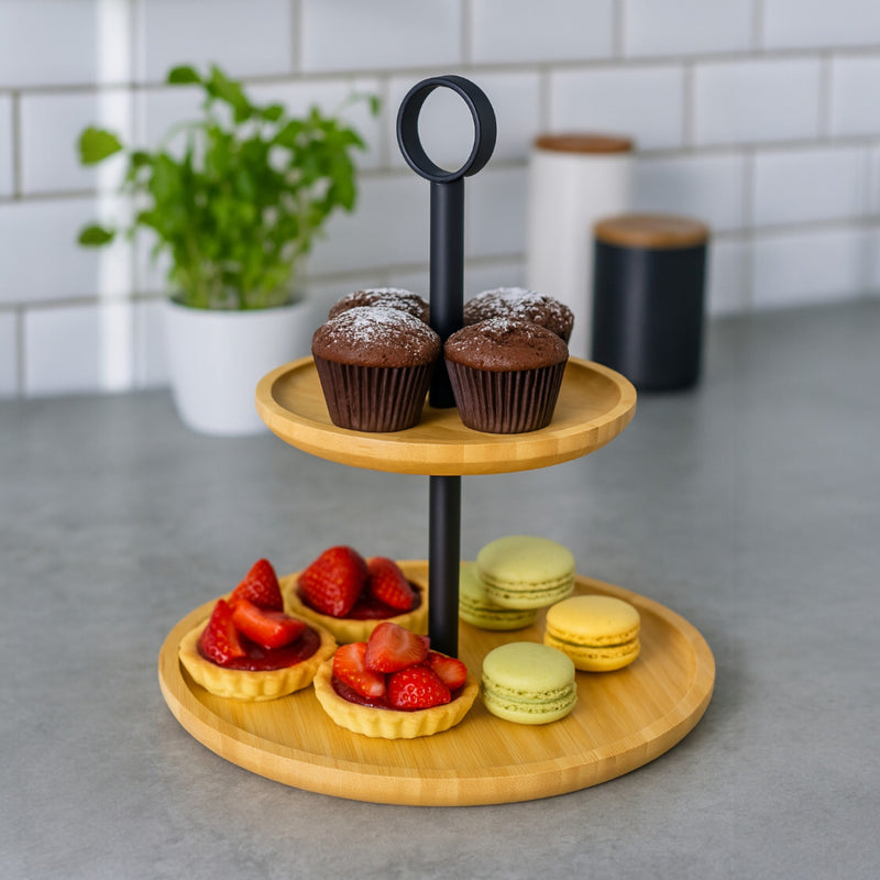 FUENTE DE POSTRES BAMBU 2 NIVELES