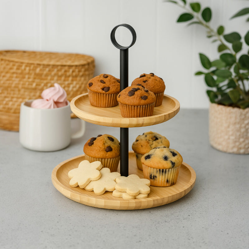 FUENTE DE POSTRES BAMBU 2 NIVELES