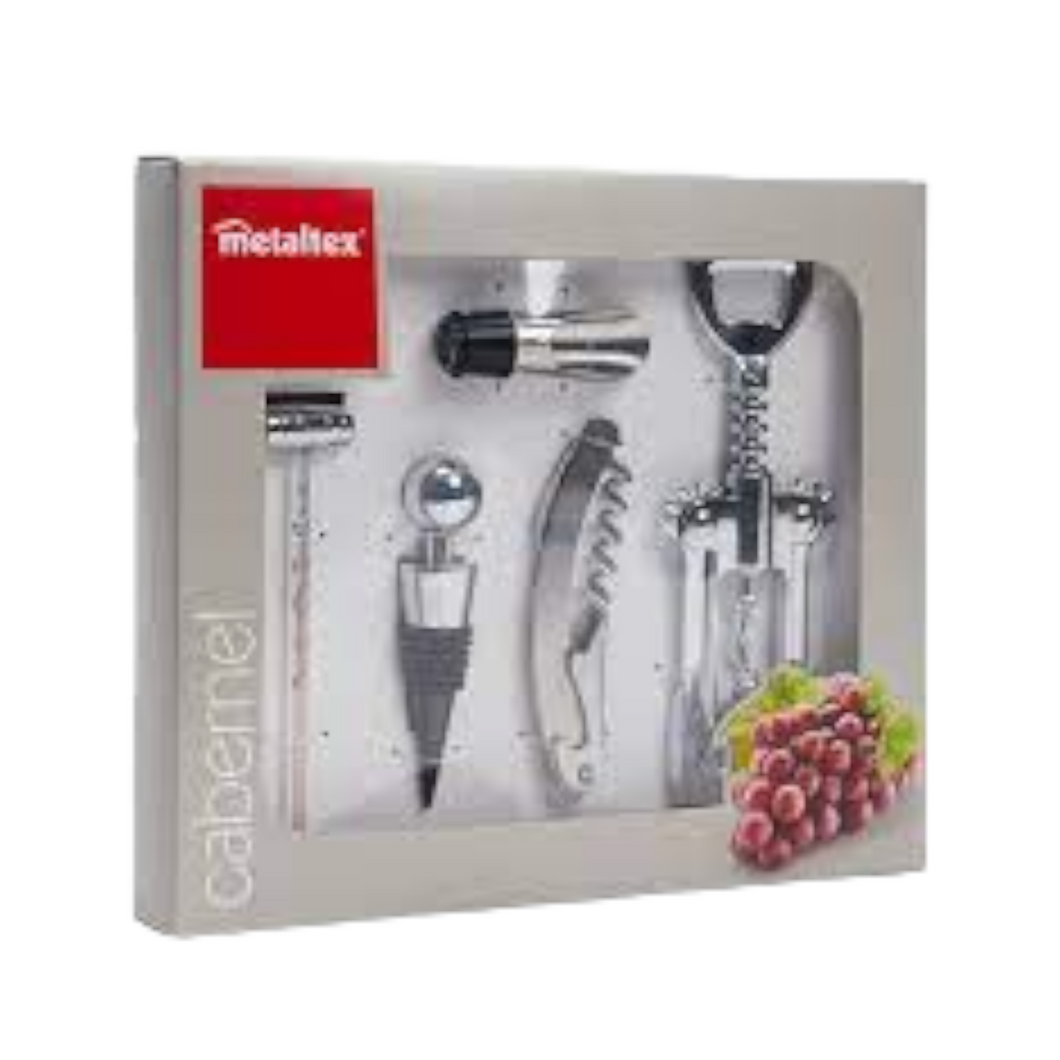 JUEGO DE VINO CABERNET METALTEX