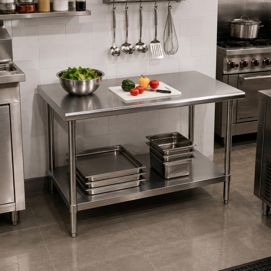 MESA DE TRABAJO 60x120x86 CM AC INOX