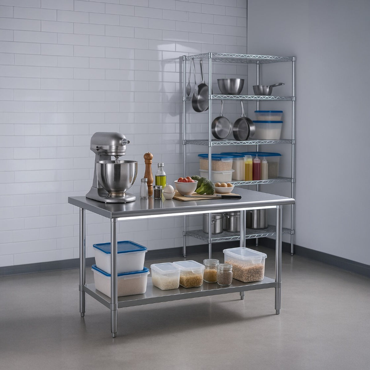 MESA DE TRABAJO 60x150x86 CM AC INOX