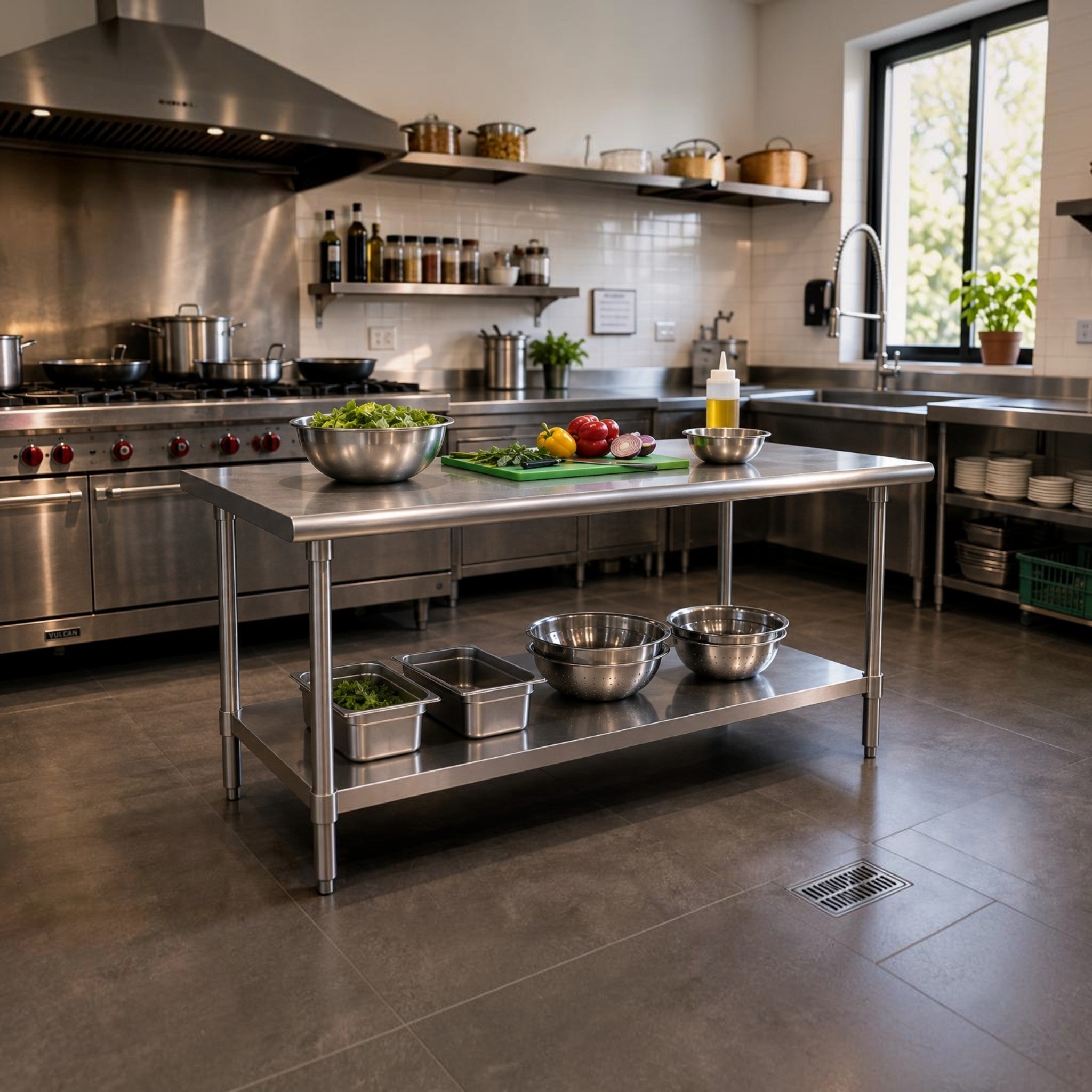 MESA DE TRABAJO 60x150x86 CM AC INOX