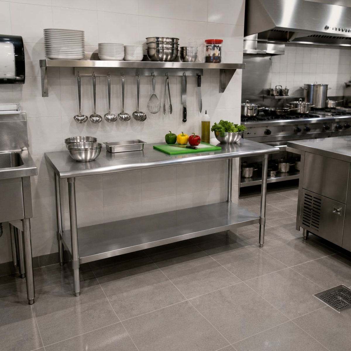 MESA DE TRABAJO 60x150x86 CM AC INOX