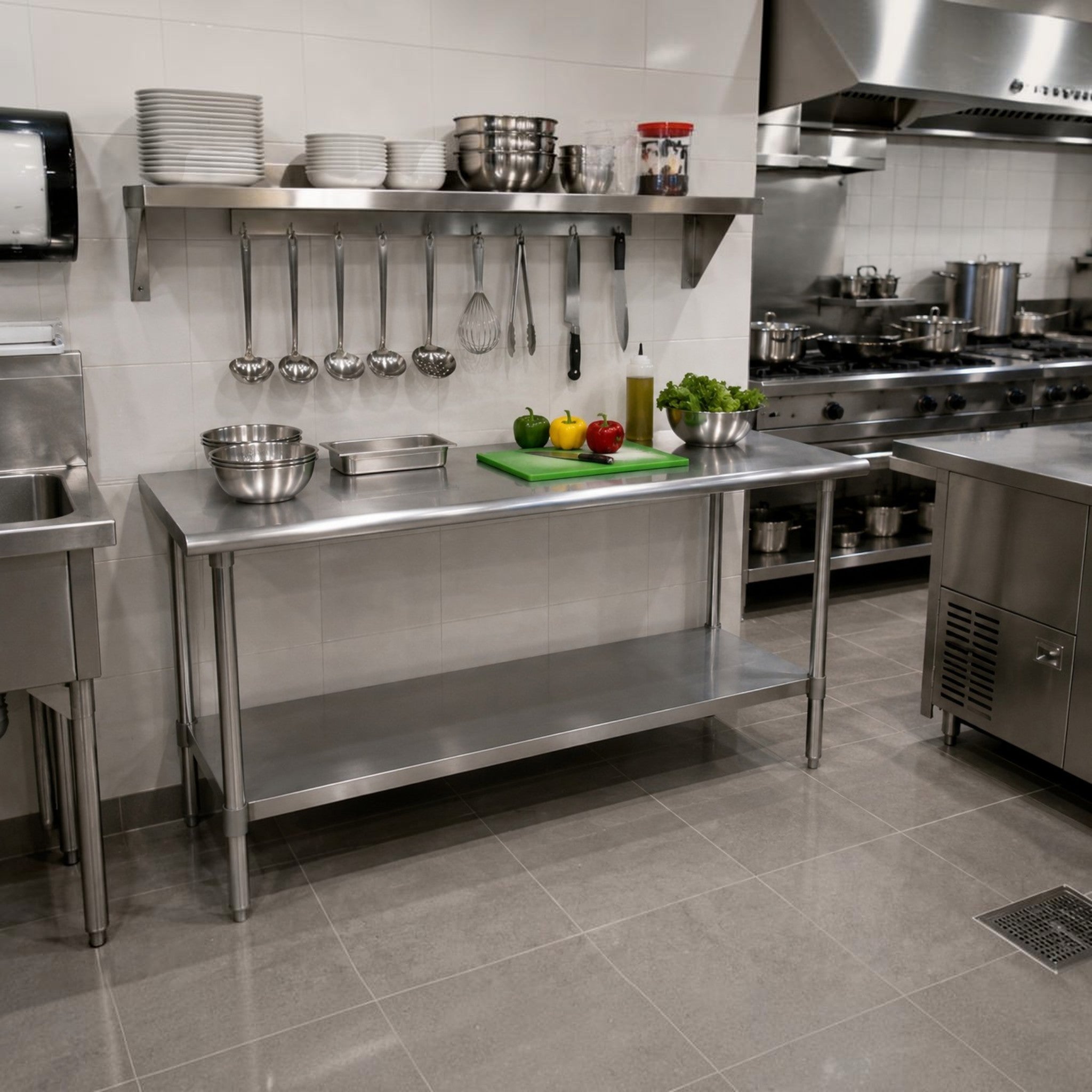 MESA DE TRABAJO 60x150x86 CM AC INOX
