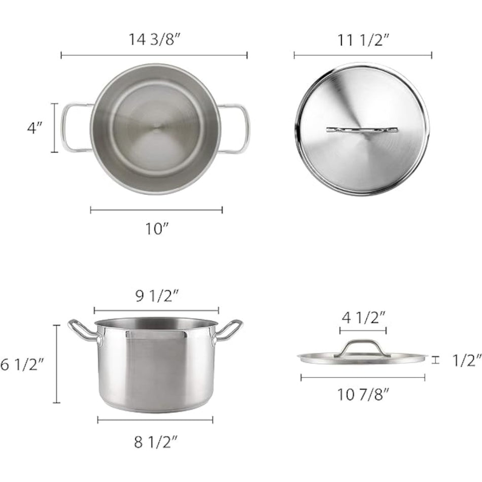 OLLA FONDO 08 QT C/TAPA AC INOX 18/8