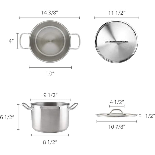 OLLA FONDO 08 QT C/TAPA AC INOX 18/8
