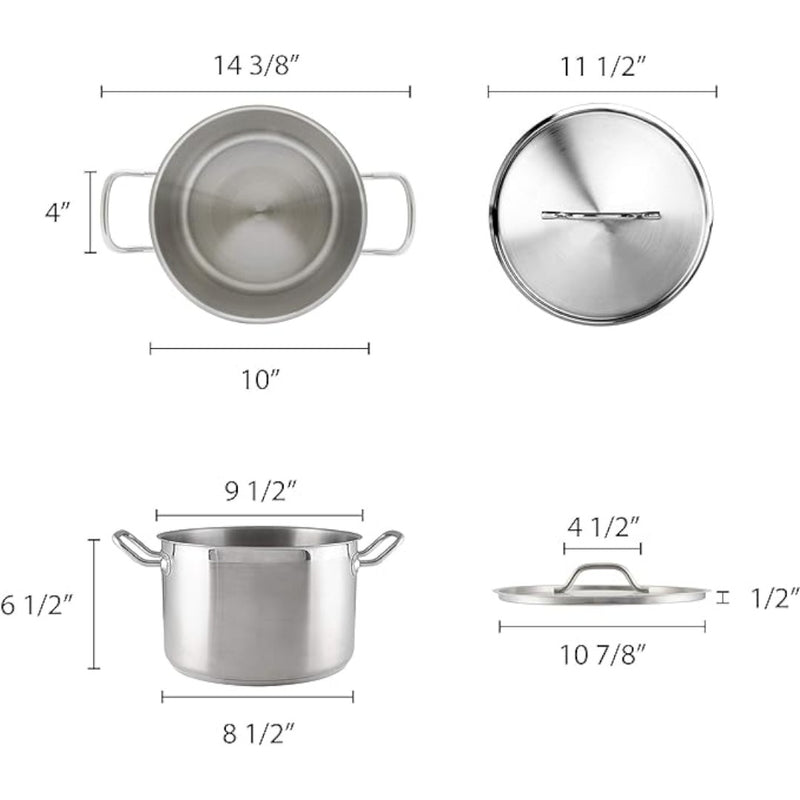 OLLA FONDO 08 QT C/TAPA AC INOX 18/8