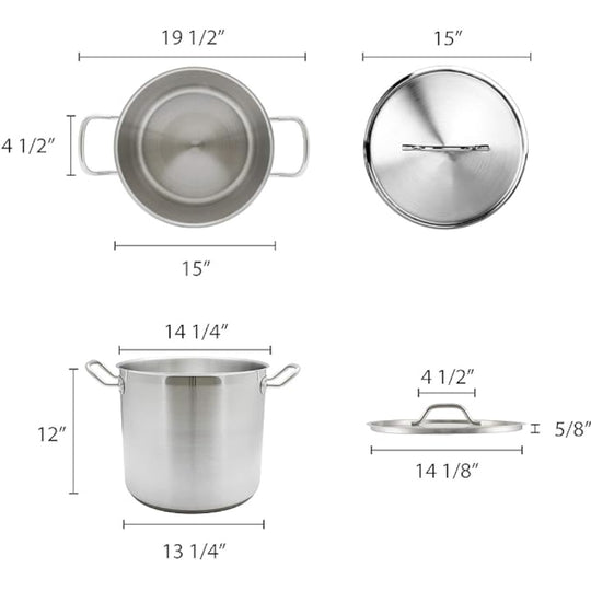 OLLA FONDO 32 QT C/TAPA AC INOX 18/8
