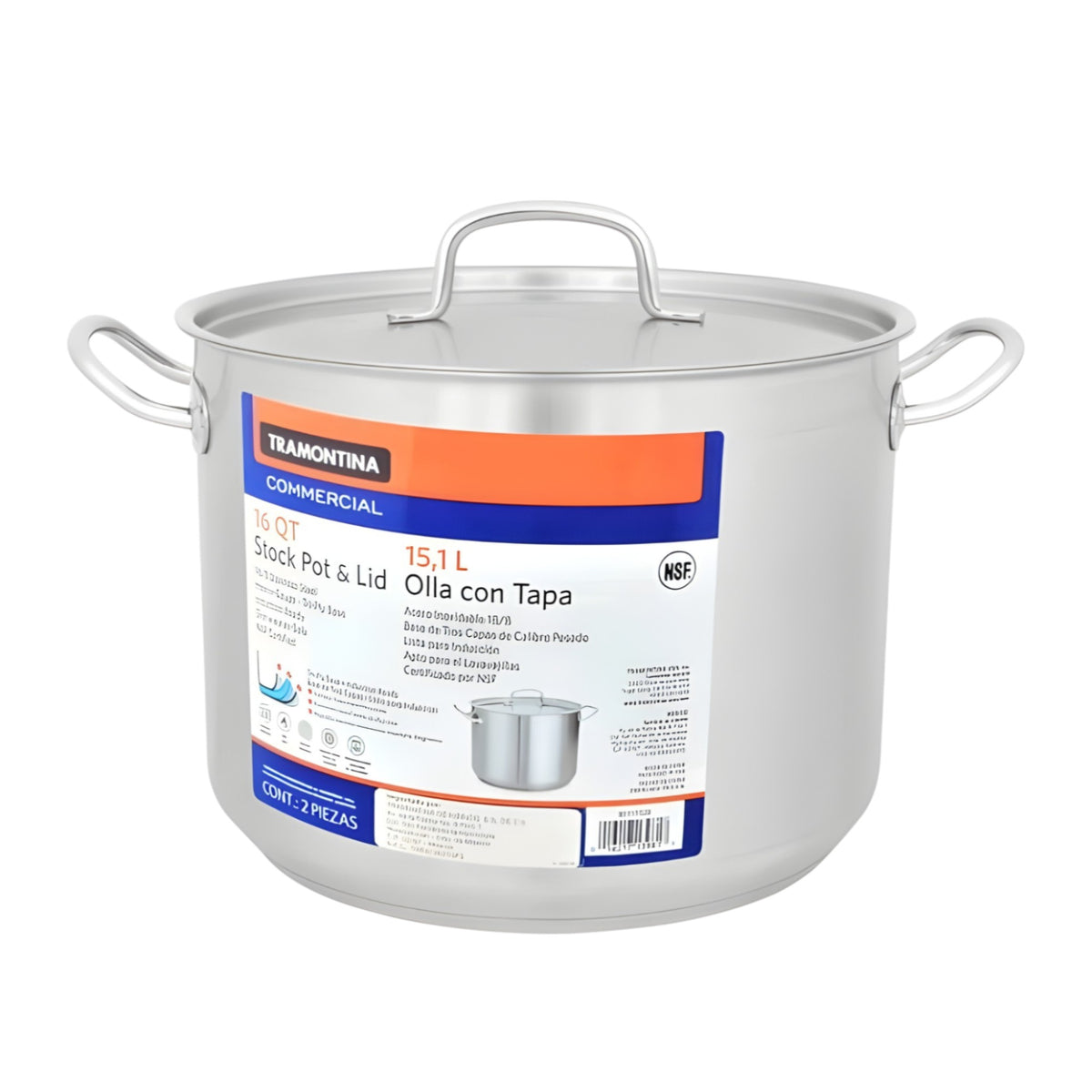 OLLA DE ACERO C/TAPA 15.2 LITROS