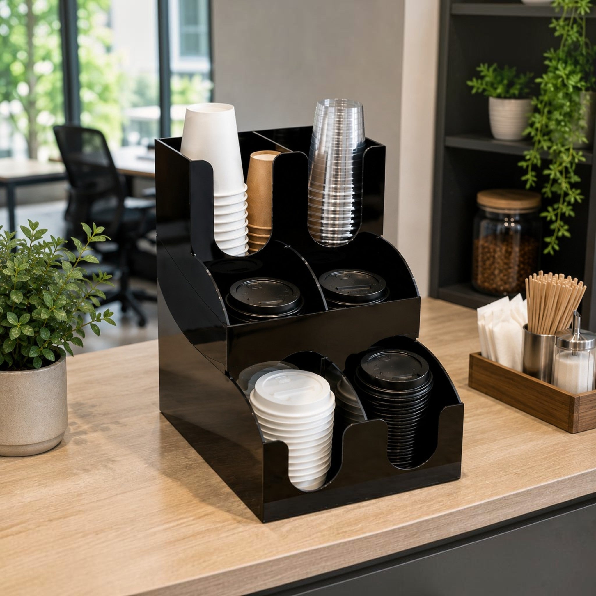 ORGANIZADOR VASOS DE CAFE 3 PISOS 2 LINEAS