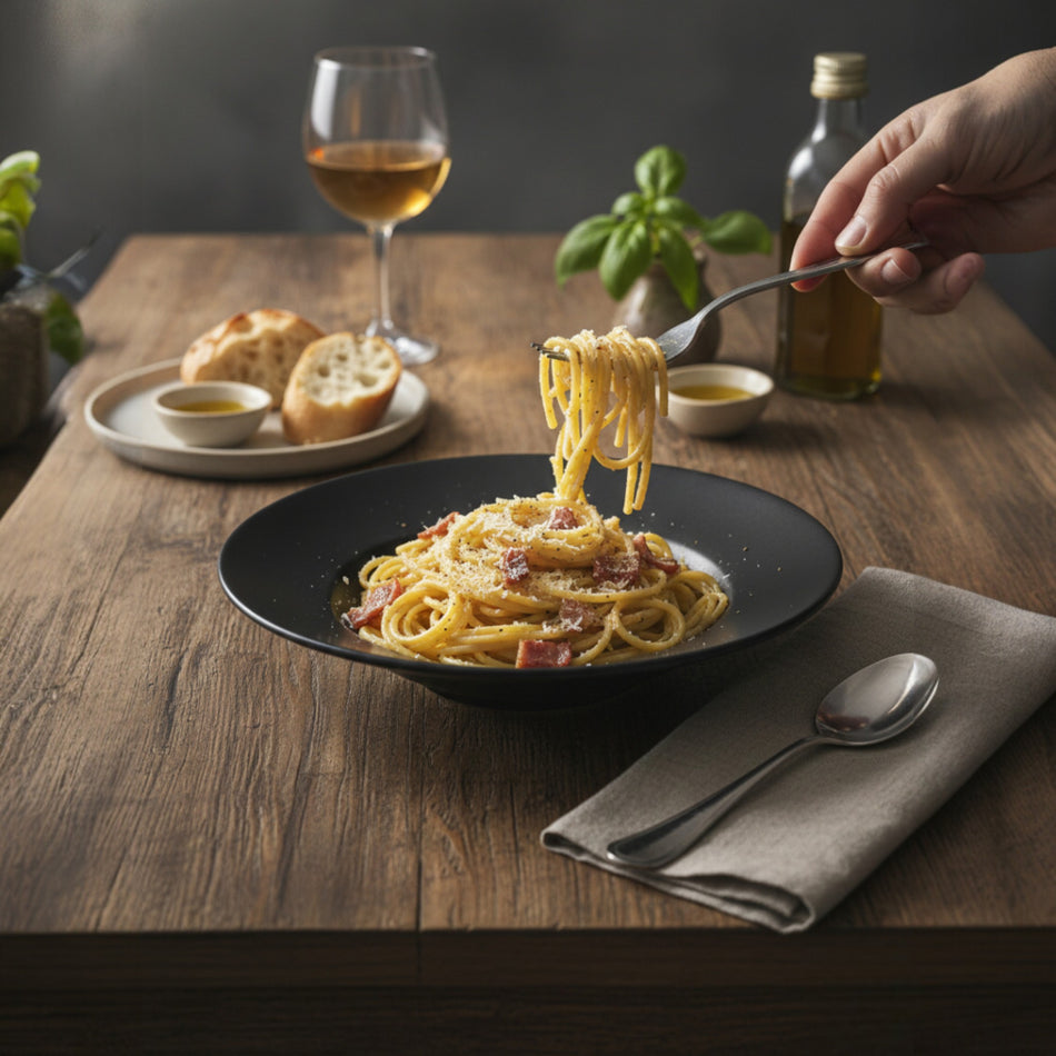 PLATO PASTA 28 CM NEGRO MATE
