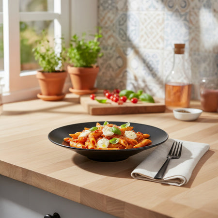 PLATO PASTA 28 CM NEGRO MATE