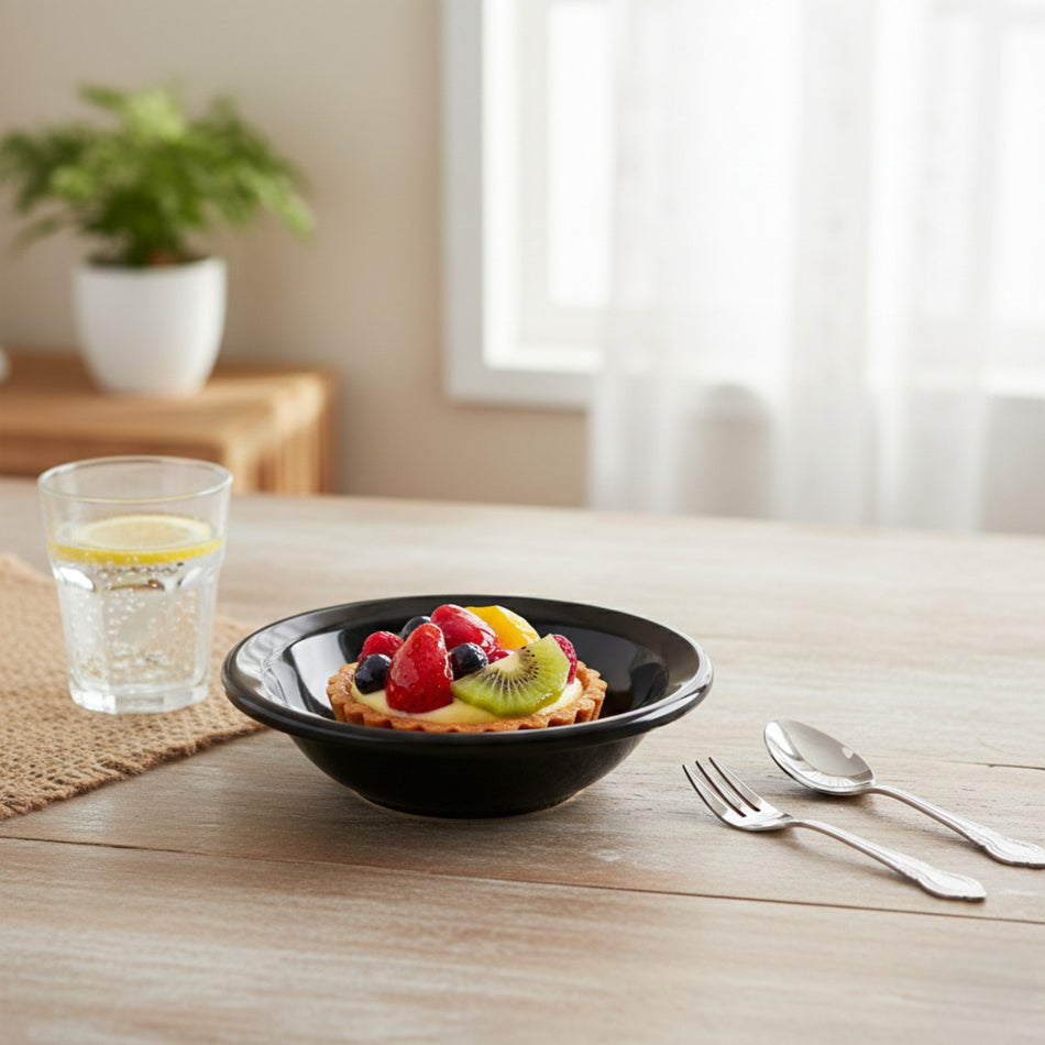 PLATO POSTRE 10.8 CM NEGRO DIAMANTE