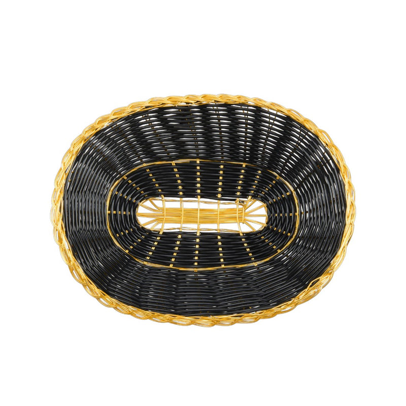 CANASTA PANERA OVAL NEGRO Y ORO