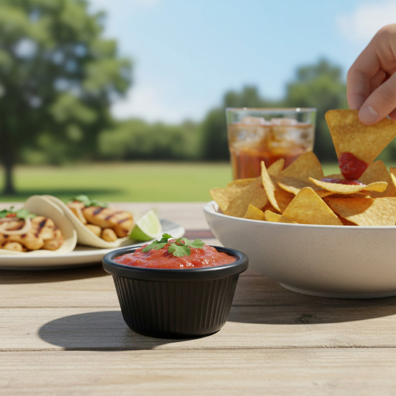 RAMEQUIN DE 2 OZ RAYADO NEGRO