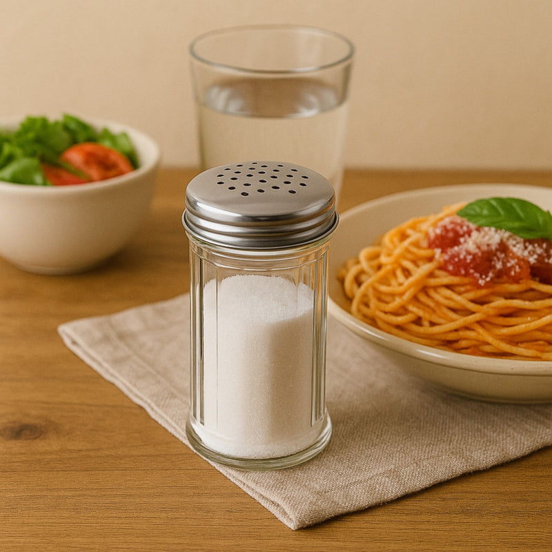 SALERO DE VIDRIO C/TAPA RED 12 OZ