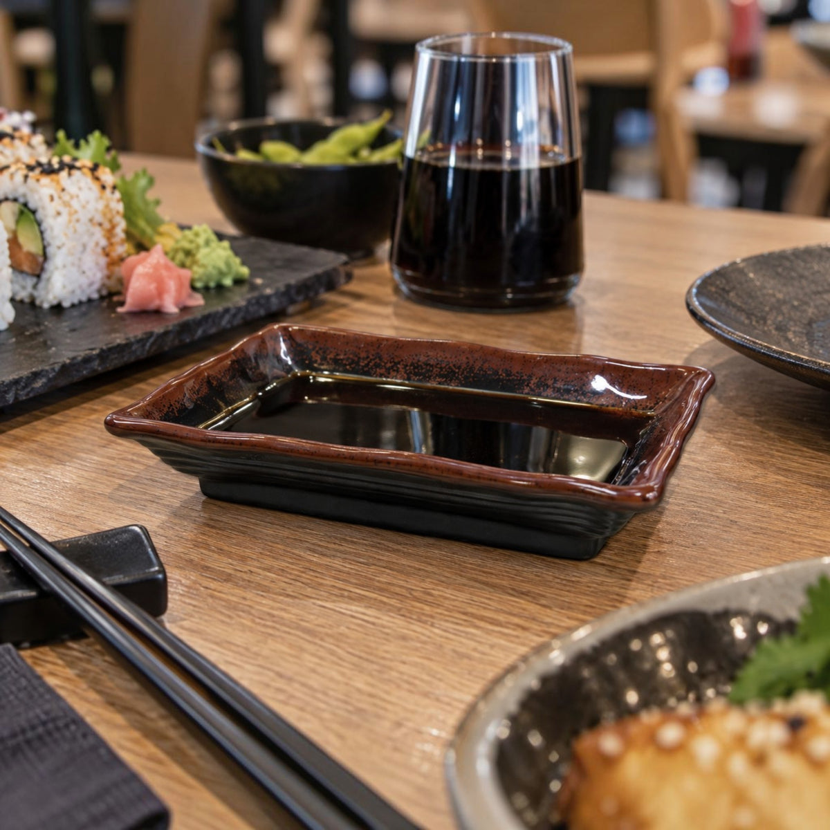 SALSERA RECTANGULAR TENMOKU 8 OZ