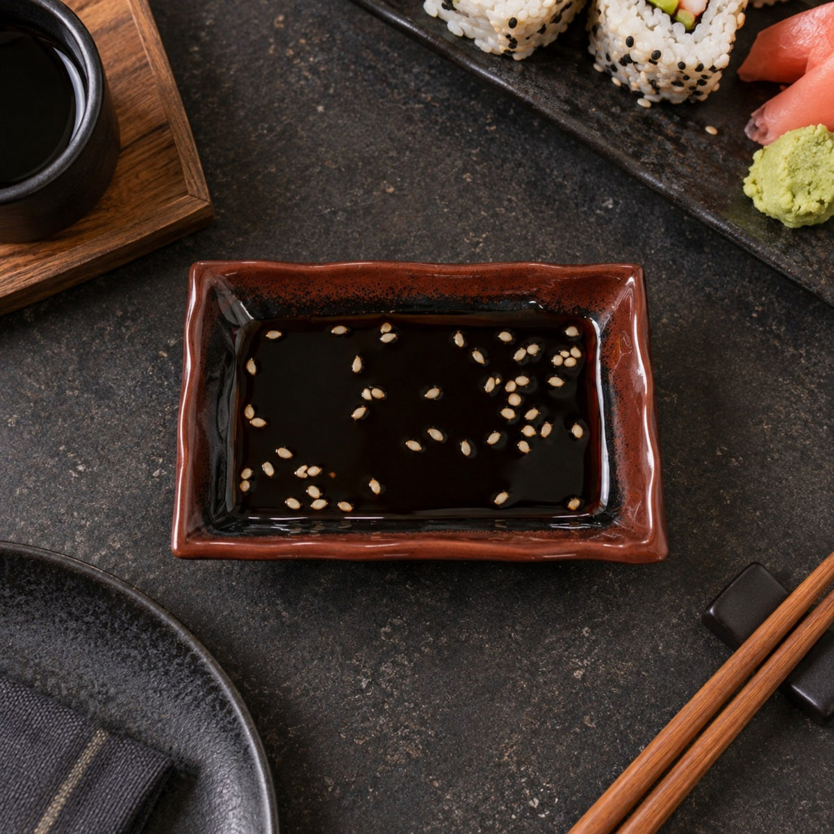 SALSERA RECTANGULAR TENMOKU 8 OZ