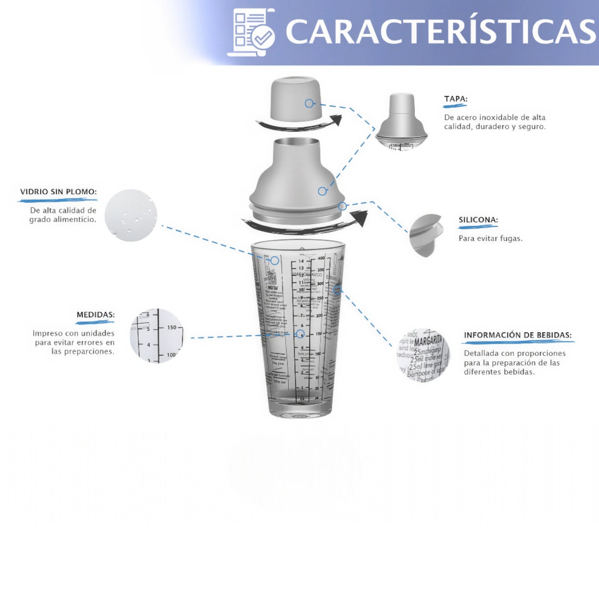 SHAKER C/VASO DE VIDRIO