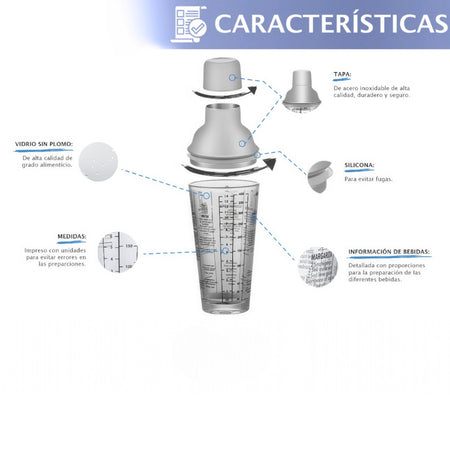 SHAKER C/VASO DE VIDRIO