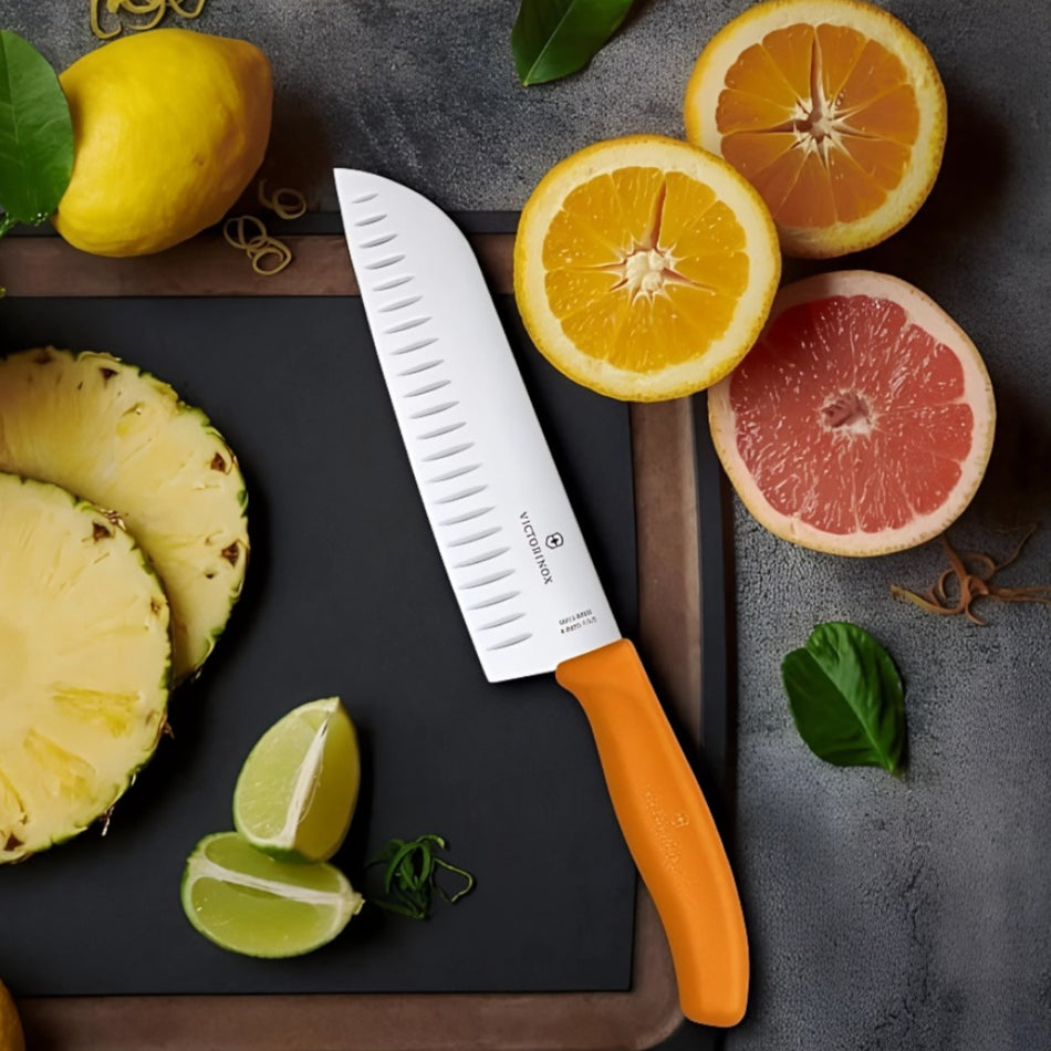 SWISS CUCHILLO SANTOKU 17 CM NARANJA