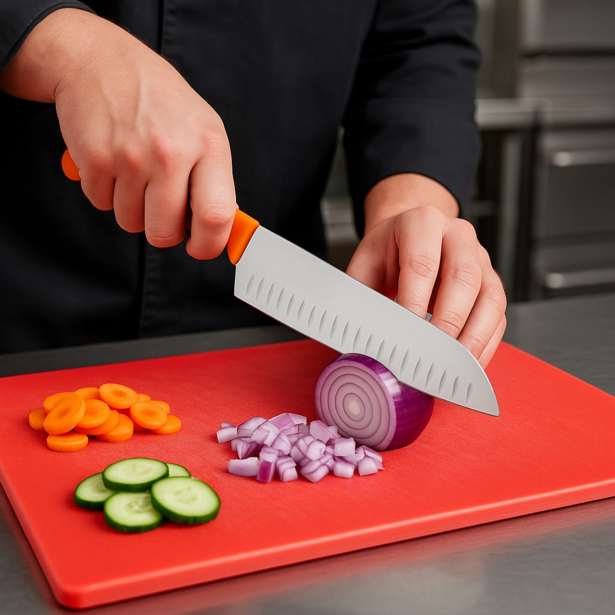 SWISS CUCHILLO SANTOKU 17 CM NARANJA