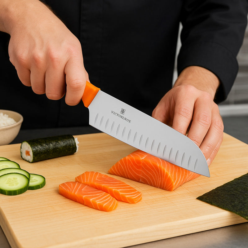 SWISS CUCHILLO SANTOKU 17 CM NARANJA