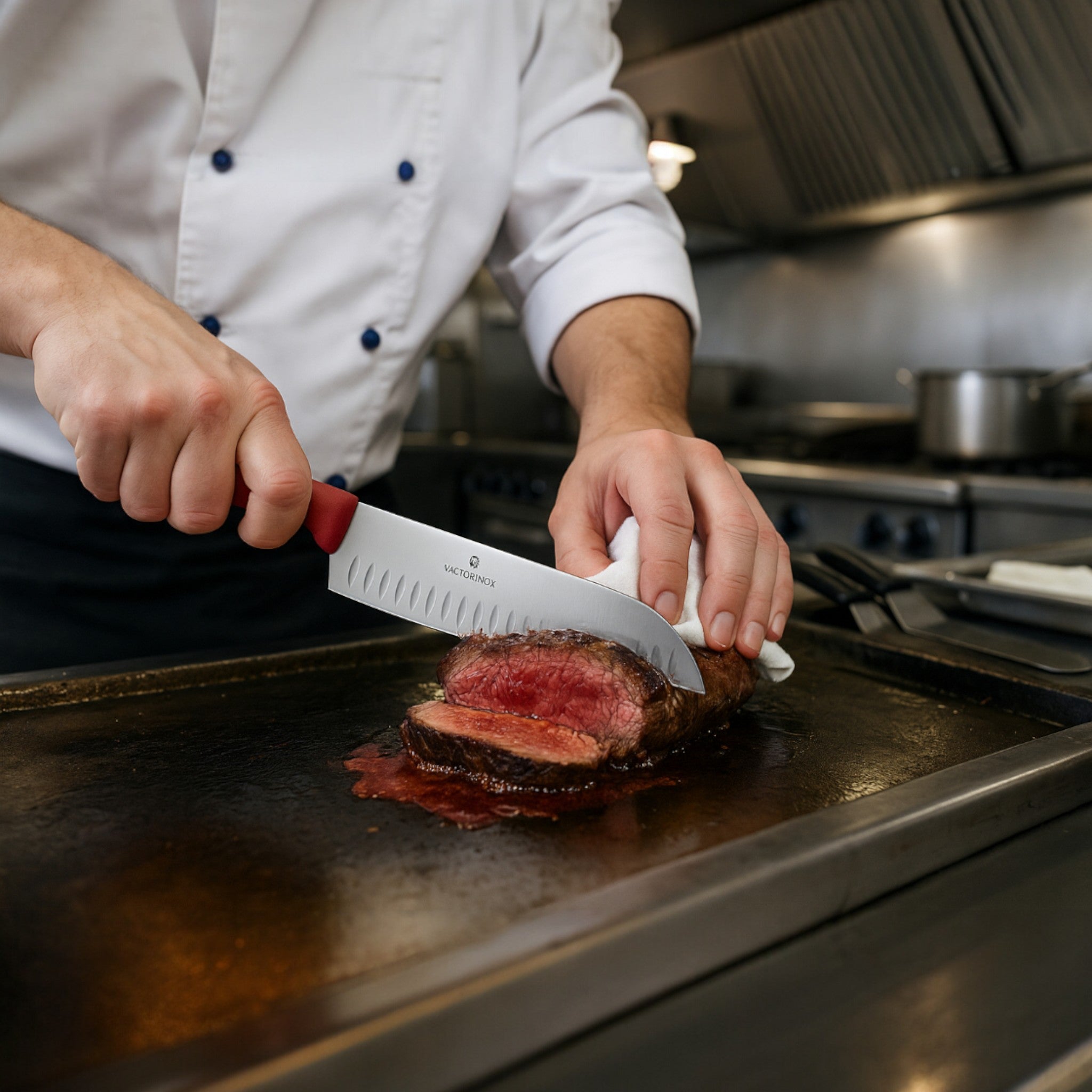 SWISS CUCHILLO SANTOKU 17 CM ROJO