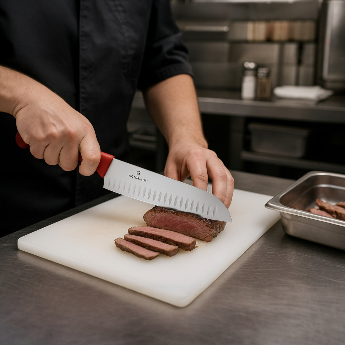 SWISS CUCHILLO SANTOKU 17 CM ROJO