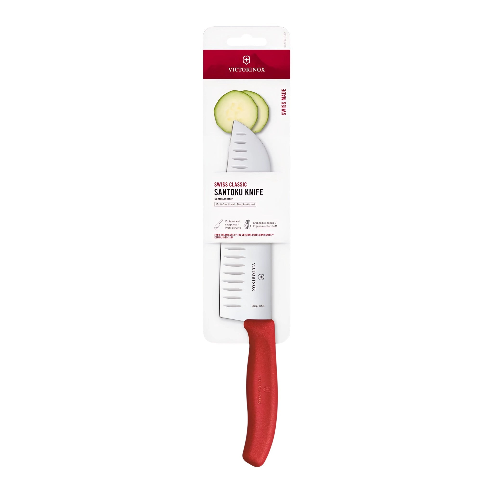 SWISS CUCHILLO SANTOKU 17 CM ROJO