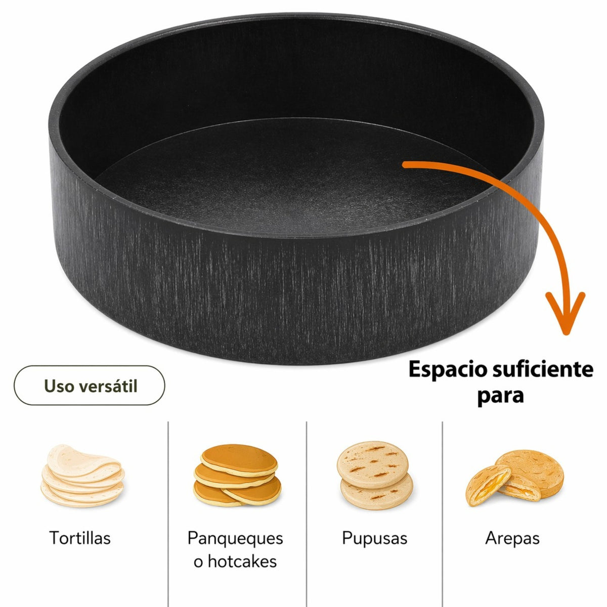 TORTILLERO TERMICO 21.5 CM NEGRO