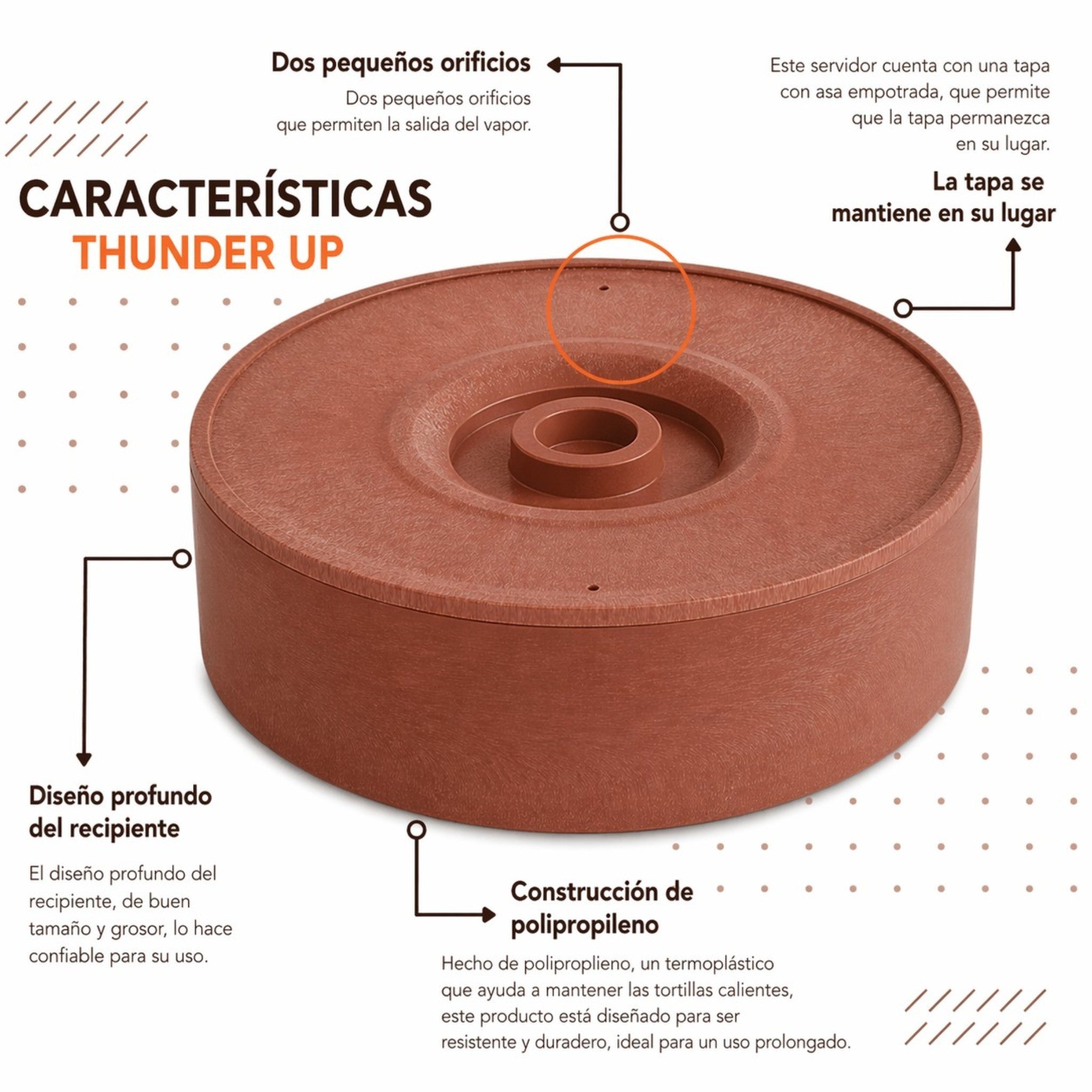 TORTILLERO TERMICO 21.5 CM TERRACOTA