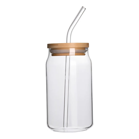 VASO LATA VIDRIO C/TAPA/POPOTE