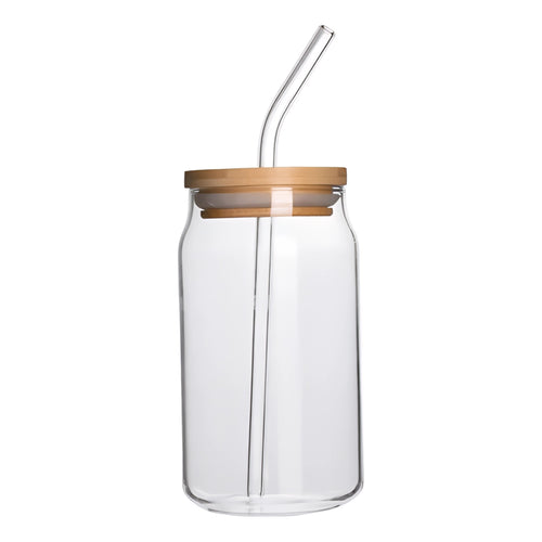 VASO LATA VIDRIO C/TAPA/POPOTE