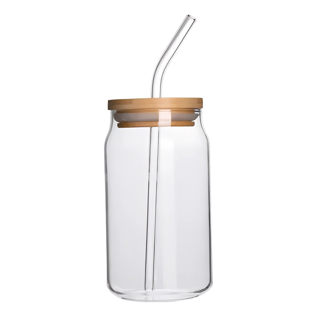 VASO LATA VIDRIO C/TAPA/POPOTE