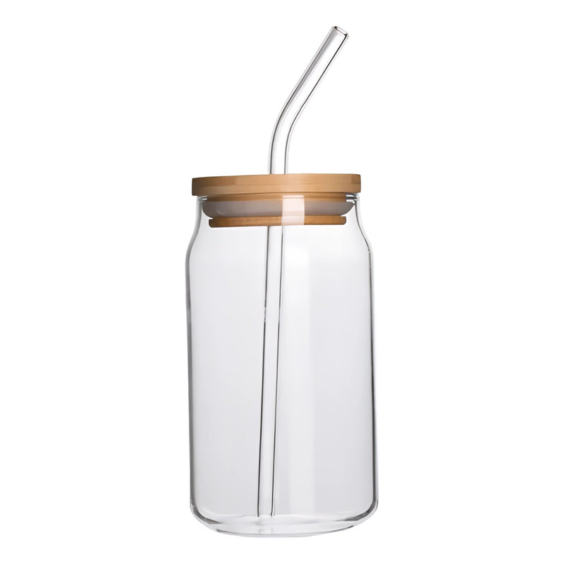 VASO LATA VIDRIO C/TAPA/POPOTE