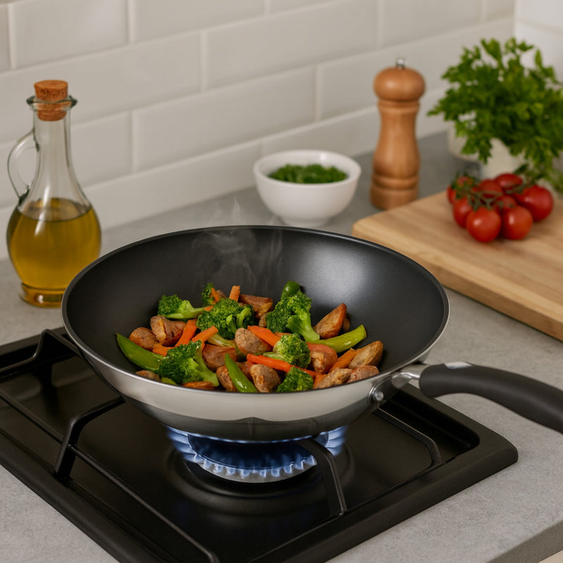 WOK 28CM CON ANTIADHERENTE SIN TAPA