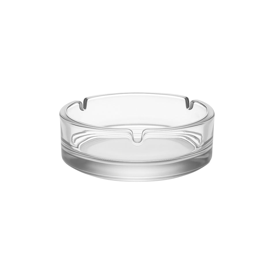 Cenicero Keyif 90 ml de LAV, redondo de vidrio transparente sobre fondo blanco