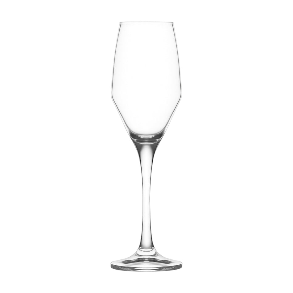 Copa flauta Ella 230 ml de LAV, vidrio transparente sobre fondo blanco