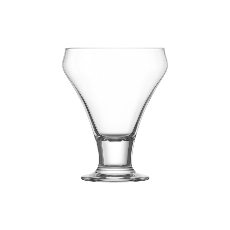 Copa heladera Frosty de LAV con base de vidrio grueso, sola sobre fondo blanco
