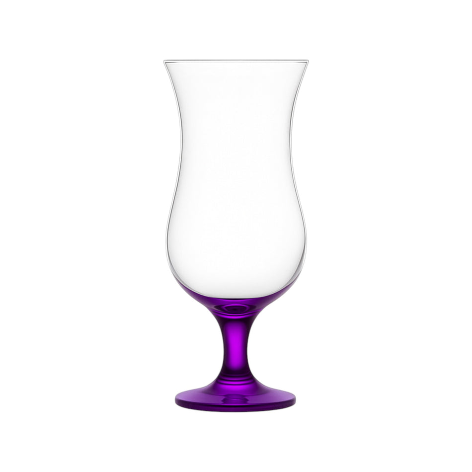 Copa huracán morada 15 1/2 oz de LAV con base de color morado, sobre fondo blanco