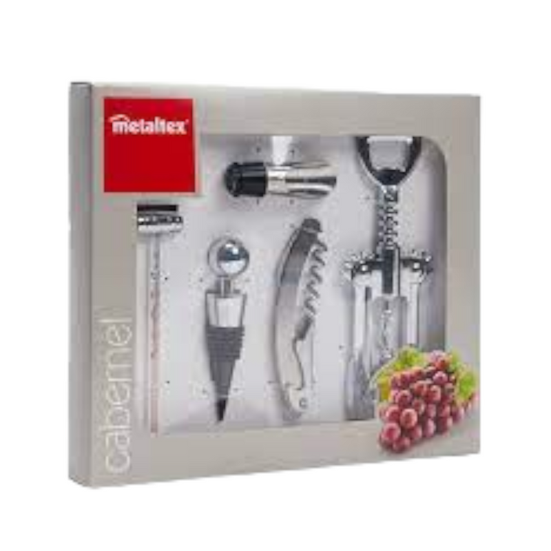 JUEGO DE VINO CABERNET METALTEX